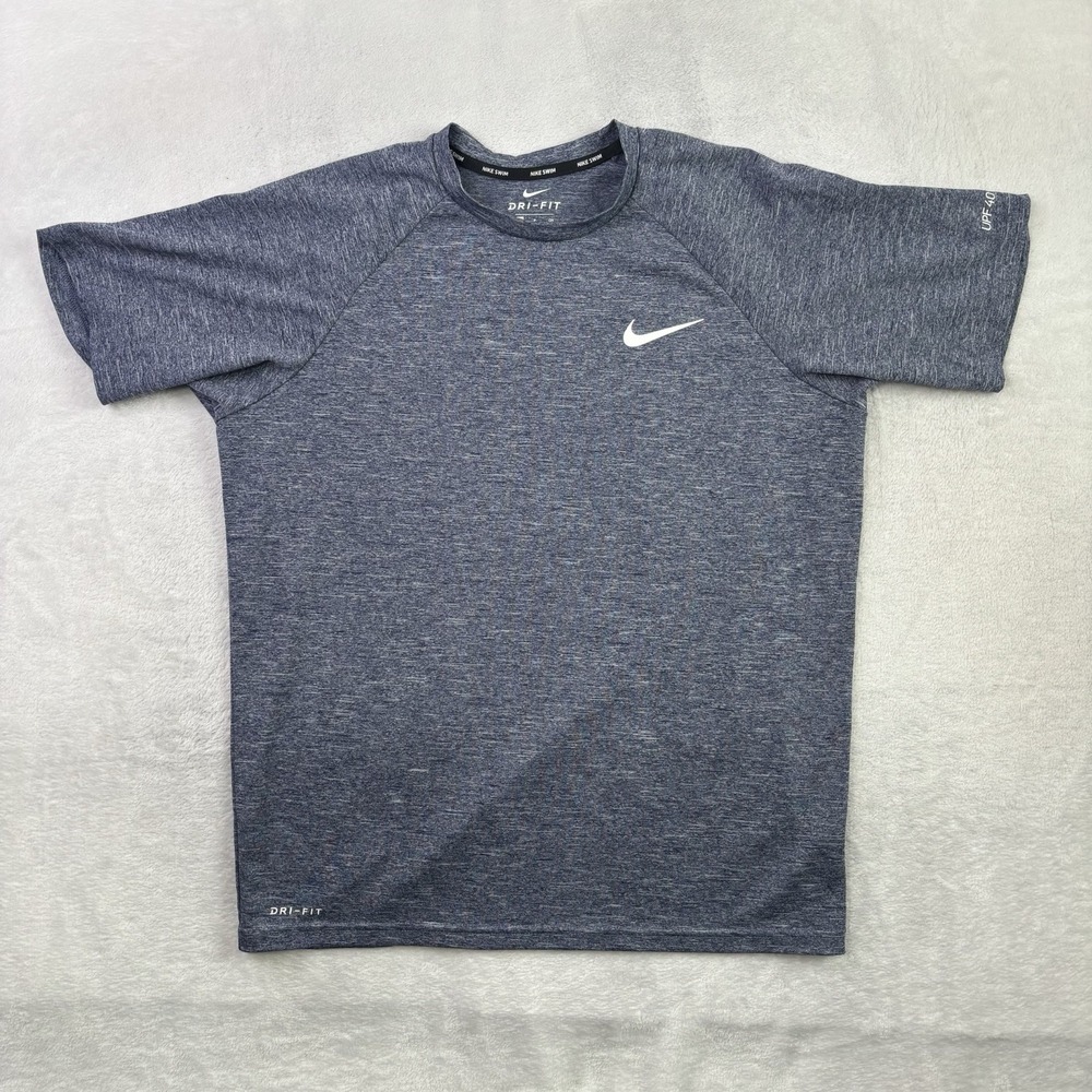Nike Swim Dri-Fit UPF 40 Blue SS Graphic Shirt Activewear Men's Small